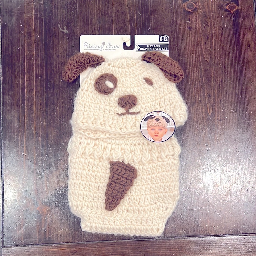 Puppy hat and diaper cover for 0-12months. Cute for newborn photo shoots.